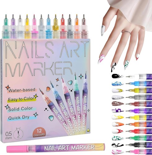 Colours nail art - nail, pens