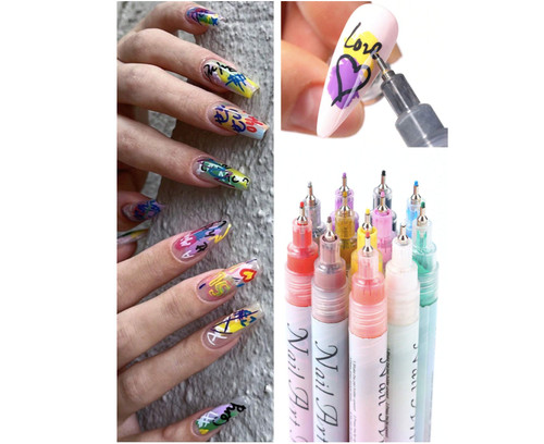 12pcs nail art pens 5mm - 12pcs, 0.5mm