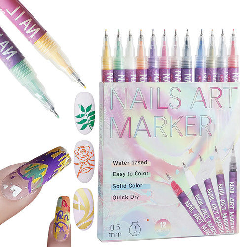 Colours nail art pens - 12, 0.5mm