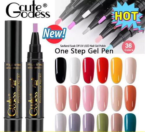 Gel polish nail art - in, pen