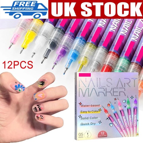 Colors nail art pens - 12, 3d