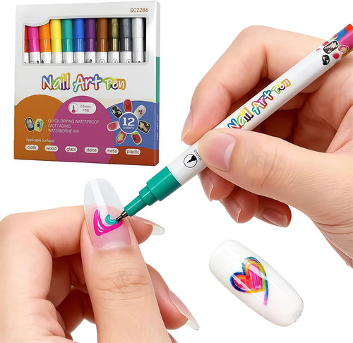 Colours nail art pens - 12, 0.5mm