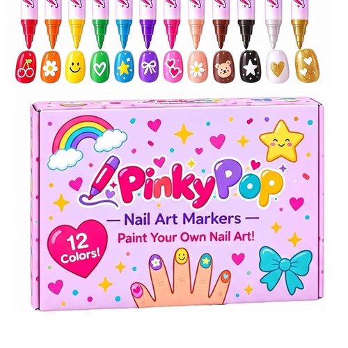 Pinky pop nail art - art, markers