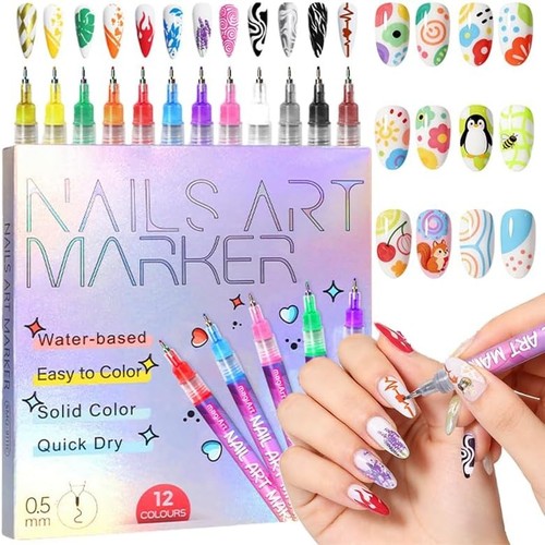 Colours nail art - nail, pens