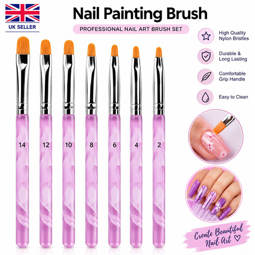 7pcs purple nail art - purple, brush